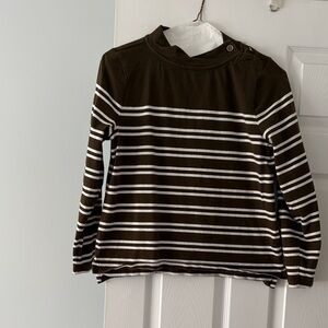 Talbots Brown and White Striped Long Sleeve Top